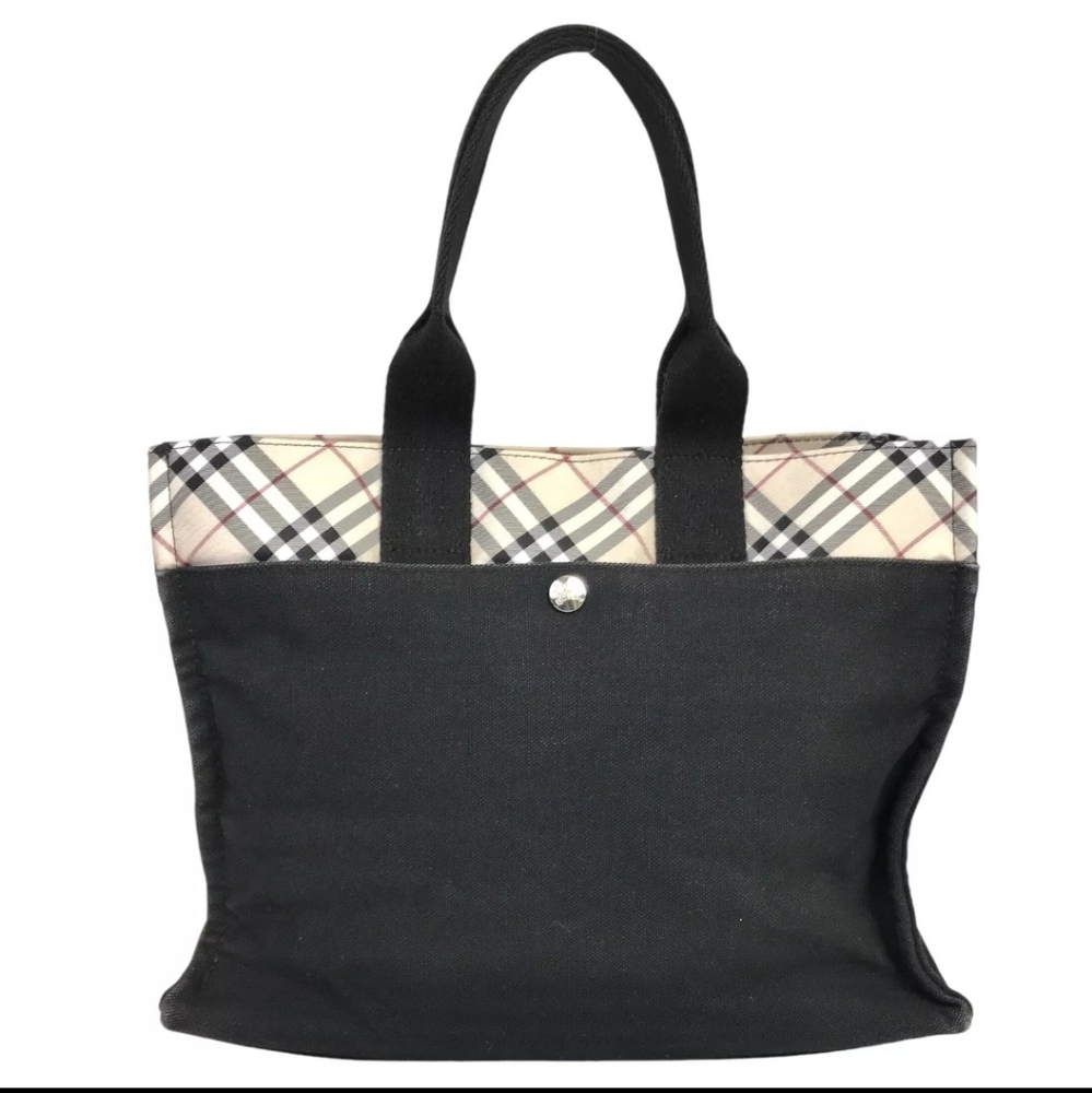 Burberry Black and Beige Check Tote